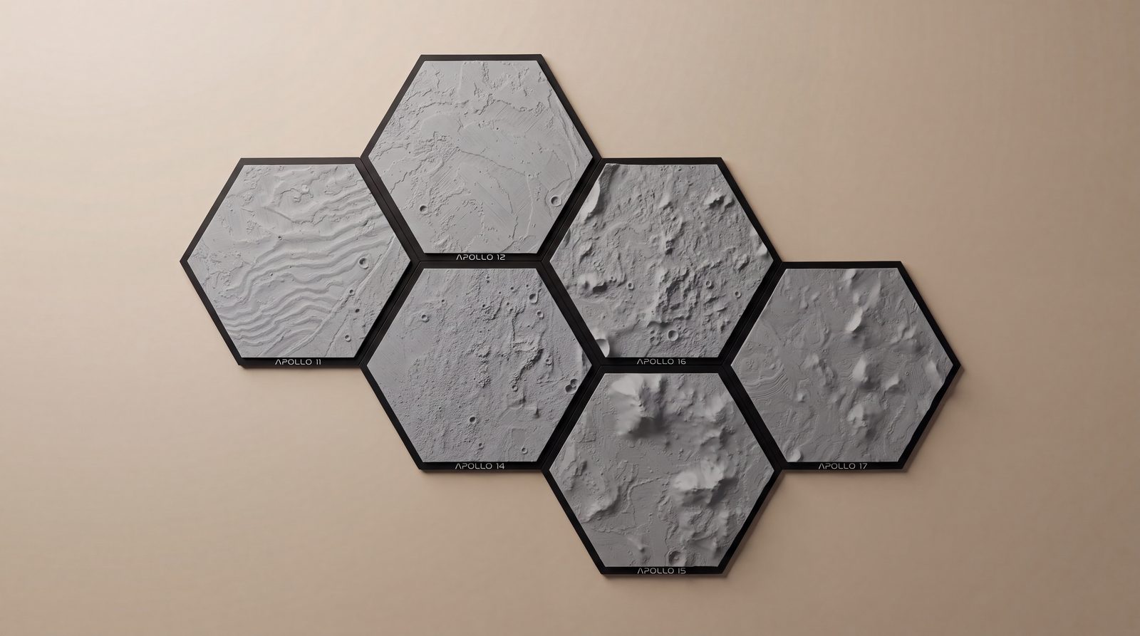 Hexagon Moon Art 3D printed